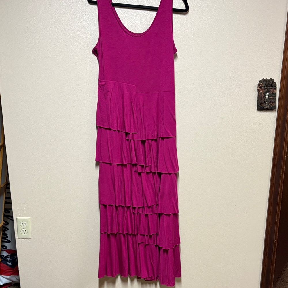 Soft Surroundings Fuchsia Tiered Maxi Dress